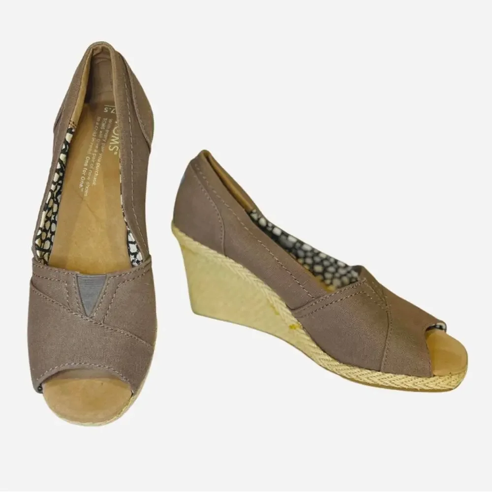 Toms Women's Taupe Wedge Heels Size 7.5